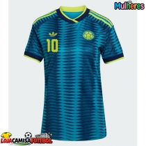 Camisa de Futebol Colômbia James Rodriguez #10 Equipamento Secundário Mulheres Mundo 2026 Manga Curta